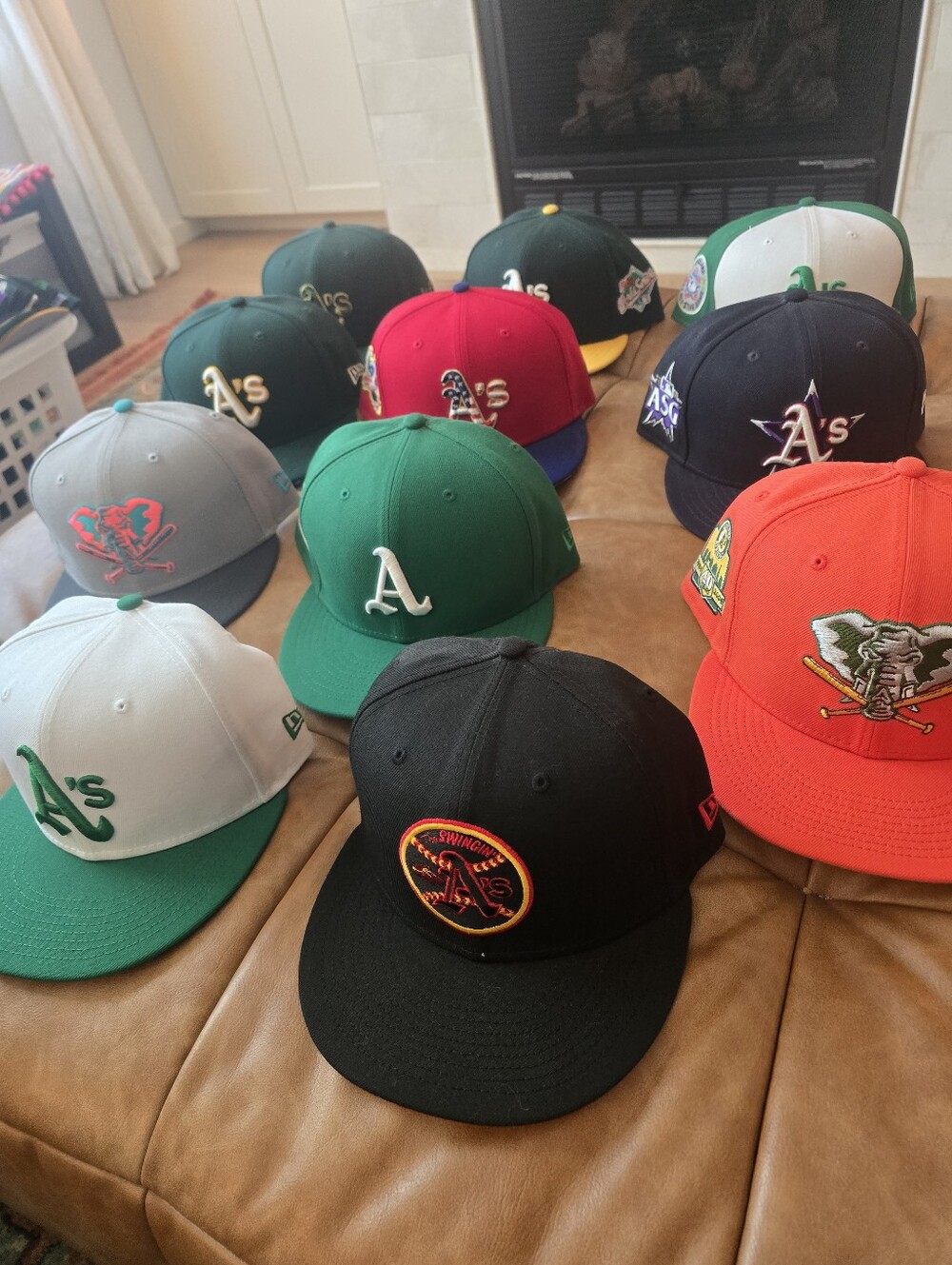 Lot Of 11 Oaklnad Athletics New Era 5950 MLB Baseball Hats Rare Size 7 7/8